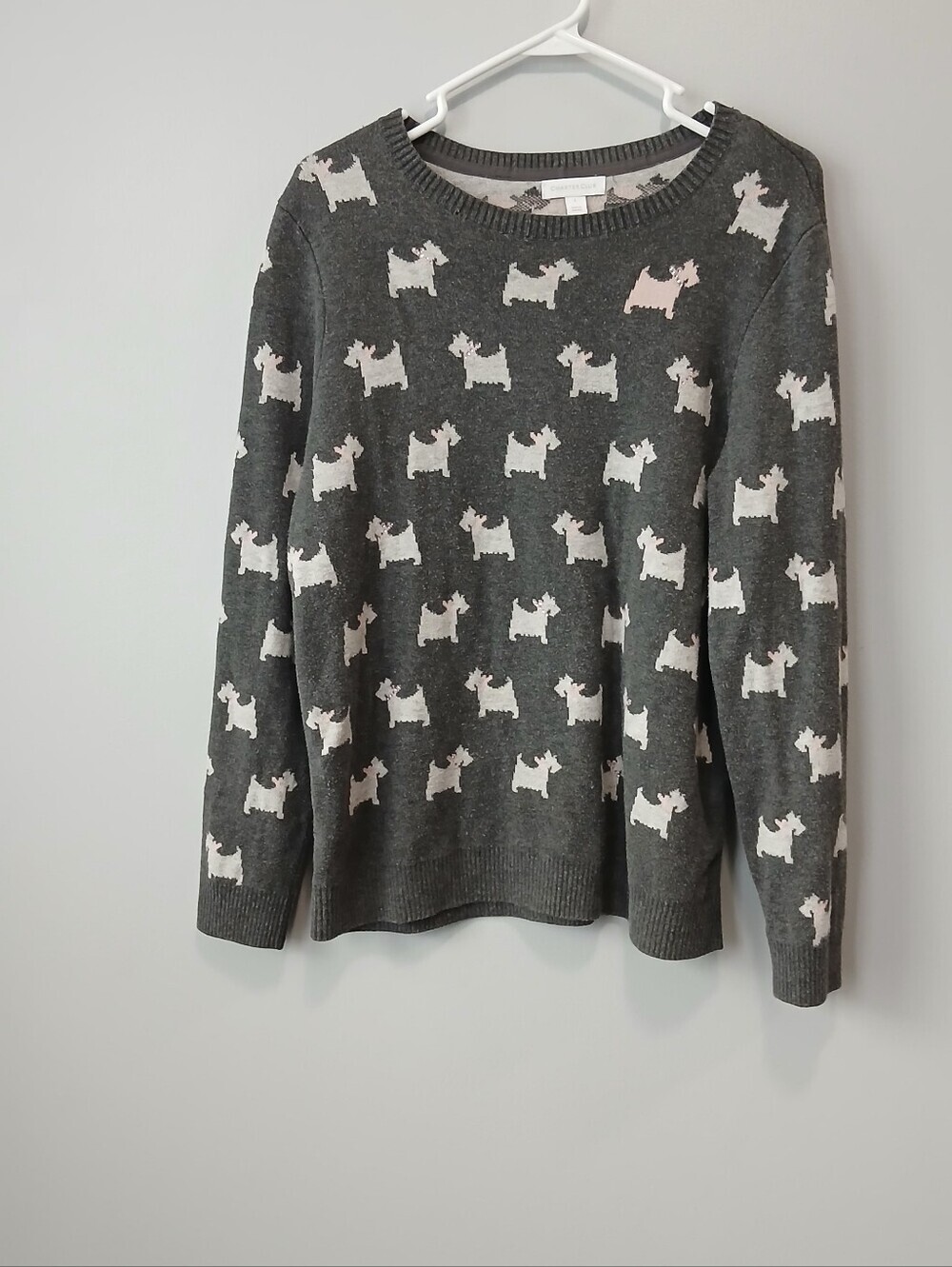 Charter Club Novelty Schnauzer Dog Print Sweater Women's Large - Picture 1 of 8